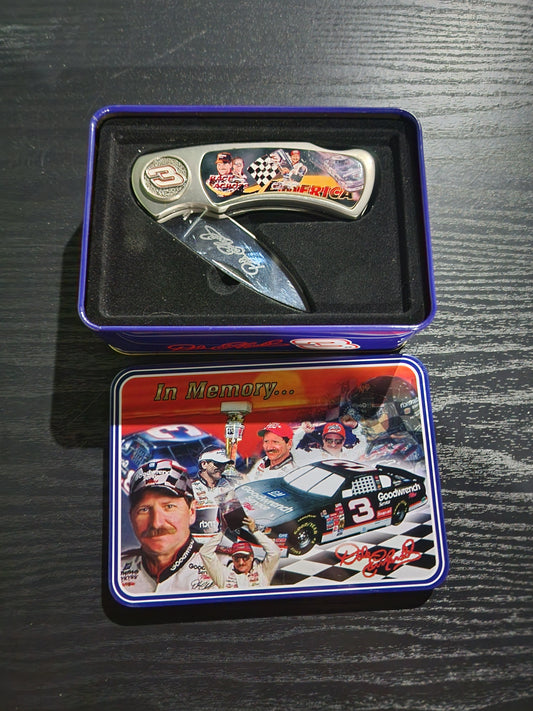 Dale Sr in memory pocket knife with collectors tin